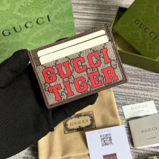 구찌 2022 레드 타이거 로고 카드 지갑