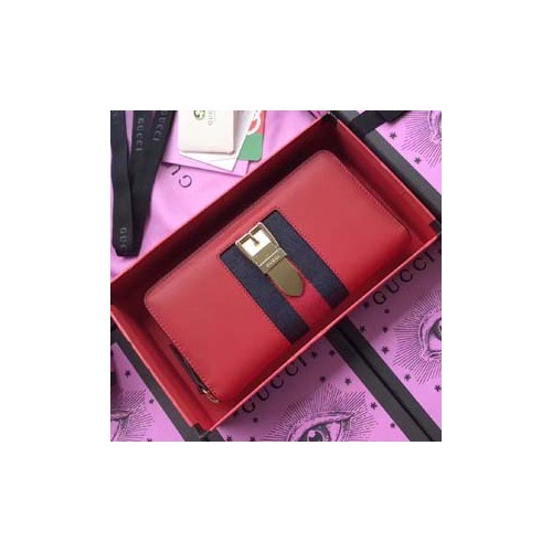 구찌 실비 가죽 지퍼 장지갑 476083 레드