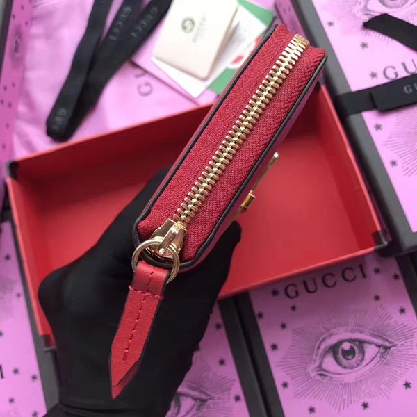 구찌 실비 가죽 지퍼 장지갑 476083 레드