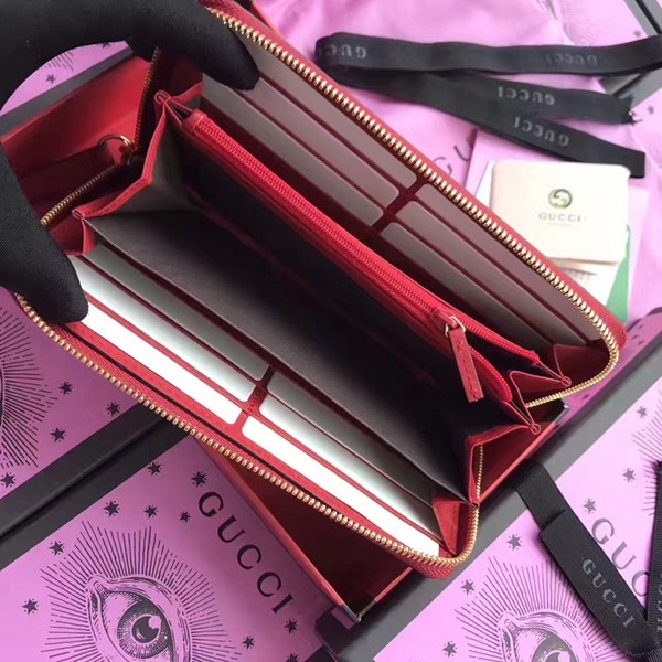 구찌 실비 가죽 지퍼 장지갑 476083 레드