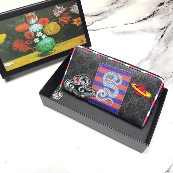 구찌 자수패치 지퍼장지갑 476342