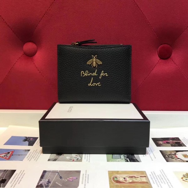 구찌 벌 가죽 카드 반지갑 블랙 498094