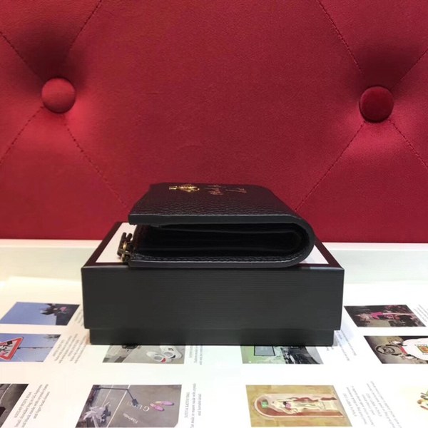 구찌 벌 가죽 카드 반지갑 블랙 498094