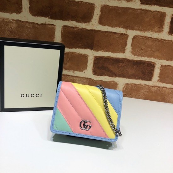 Gucci 2020 Ladies Leather Chain Wallet ,625693- 구찌 2020 여성용 레더 체인 반지갑,GUW0157.Size(11cm), 옐로우핑크
