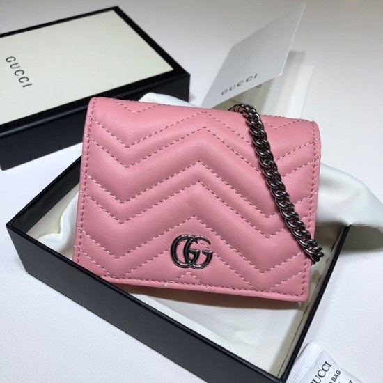 Gucci 2020 Ladies Leather Chain Wallet ,625693- 구찌 2020 여성용 레더 체인 반지갑,GUW0156.Size(11cm), 핑크