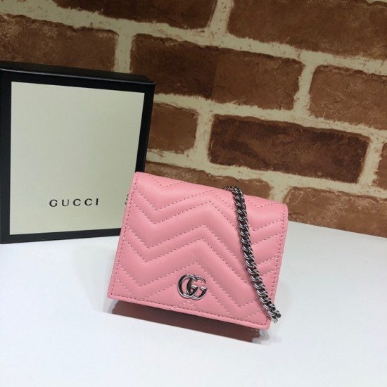 Gucci 2020 Ladies Leather Chain Wallet ,625693- 구찌 2020 여성용 레더 체인 반지갑,GUW0156.Size(11cm), 핑크