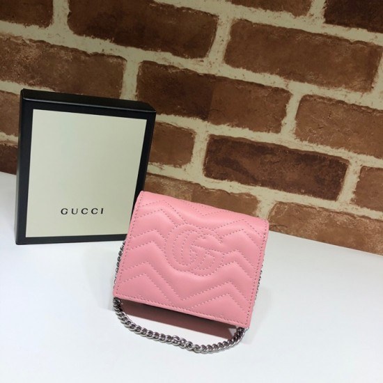 Gucci 2020 Ladies Leather Chain Wallet ,625693- 구찌 2020 여성용 레더 체인 반지갑,GUW0156.Size(11cm), 핑크