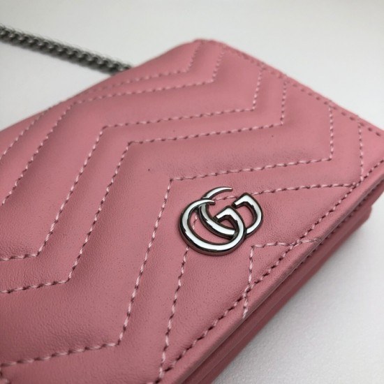 Gucci 2020 Ladies Leather Chain Wallet ,625693- 구찌 2020 여성용 레더 체인 반지갑,GUW0156.Size(11cm), 핑크