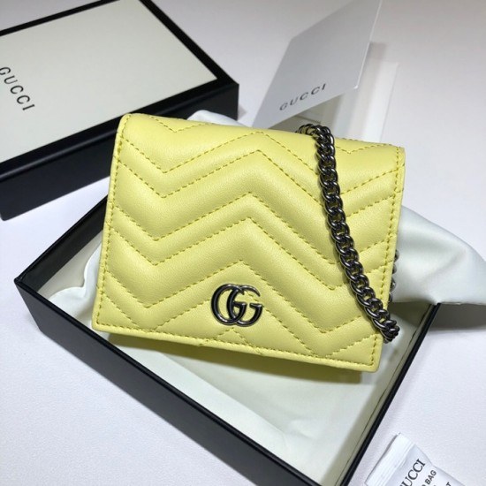 Gucci 2020 Ladies Leather Chain Wallet ,625693- 구찌 2020 여성용 레더 체인 반지갑,GUW0155.Size(11cm), 옐로우