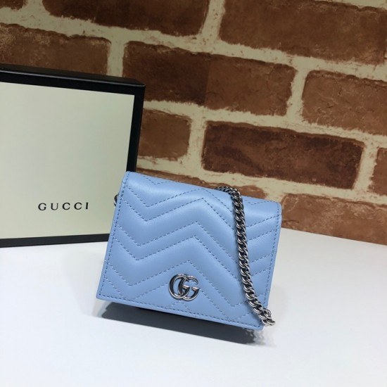 Gucci 2020 Ladies Leather Chain Wallet ,625693- 구찌 2020 여성용 레더 체인 반지갑,GUW0154.Size(11cm), 스카이블루