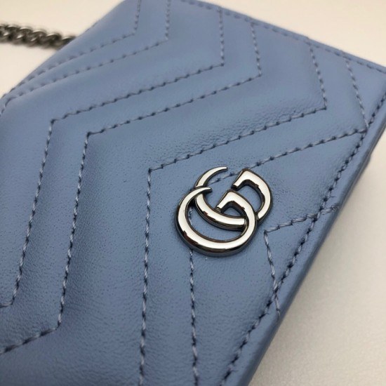 Gucci 2020 Ladies Leather Chain Wallet ,625693- 구찌 2020 여성용 레더 체인 반지갑,GUW0154.Size(11cm), 스카이블루
