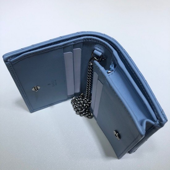 Gucci 2020 Ladies Leather Chain Wallet ,625693- 구찌 2020 여성용 레더 체인 반지갑,GUW0154.Size(11cm), 스카이블루