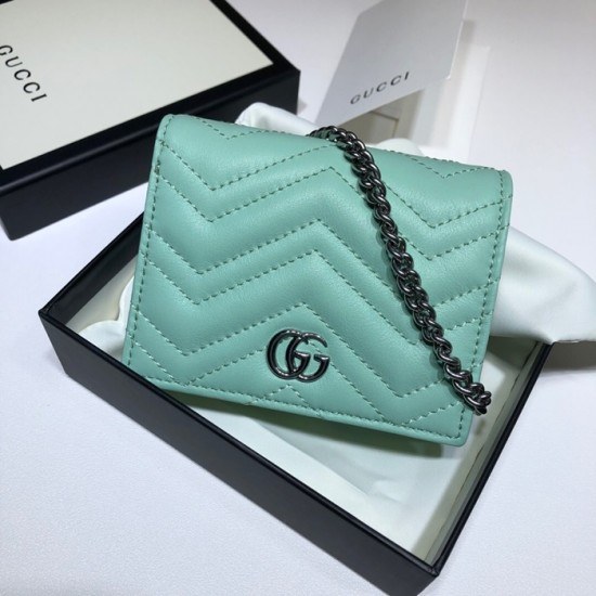 Gucci 2020 Ladies Leather Chain Wallet ,625693- 구찌 2020 여성용 레더 체인 반지갑,GUW0153.Size(11cm), 민트