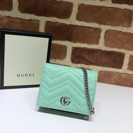 Gucci 2020 Ladies Leather Chain Wallet ,625693- 구찌 2020 여성용 레더 체인 반지갑,GUW0153.Size(11cm), 민트