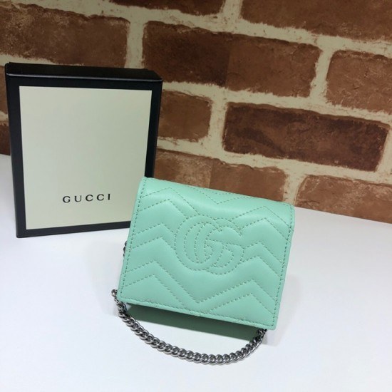 Gucci 2020 Ladies Leather Chain Wallet ,625693- 구찌 2020 여성용 레더 체인 반지갑,GUW0153.Size(11cm), 민트