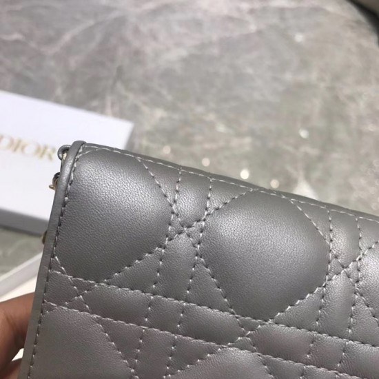 디올 2020 여성용 레더 반지갑  DIOW0017 ,11CM,그레이
