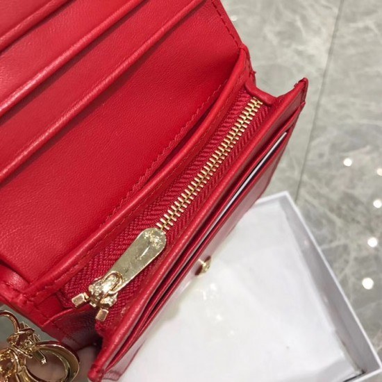 디올 2020 여성용 레더 반지갑  DIOW0016 ,11CM,레드