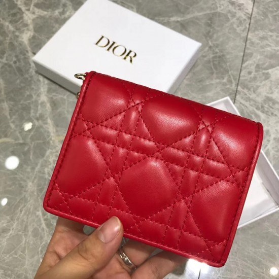 디올 2020 여성용 레더 반지갑  DIOW0016 ,11CM,레드