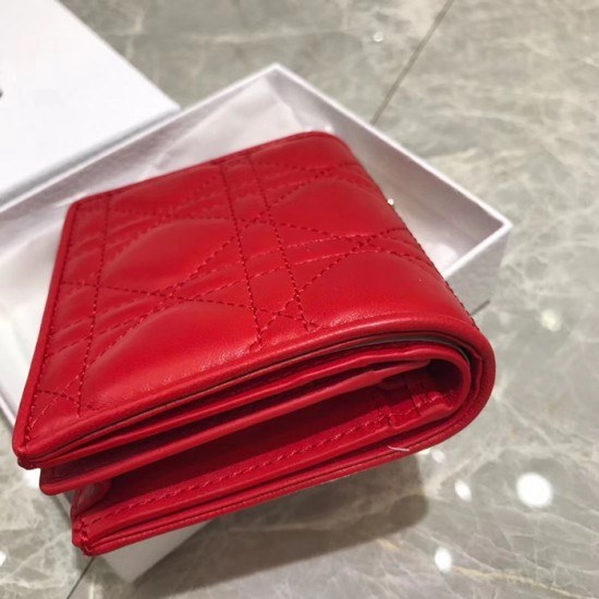 디올 2020 여성용 레더 반지갑  DIOW0016 ,11CM,레드