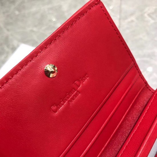 디올 2020 여성용 레더 반지갑  DIOW0016 ,11CM,레드