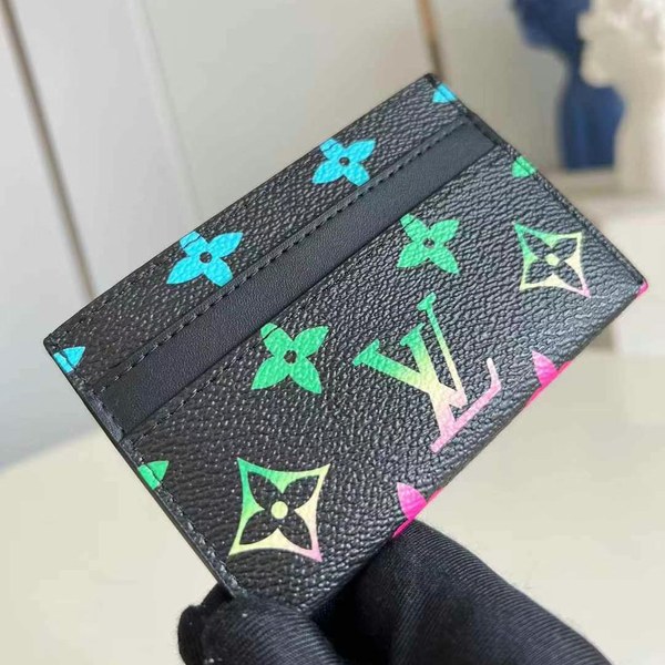 루이비통 2025 멀티컬러 그라디언트 모노그램 프린팅 더블 카드 홀더 카드지갑 지갑