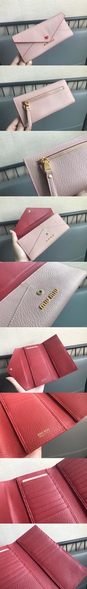 Miumiu 미우미우 마드라스 러브로고 레더월릿 4가지 색상