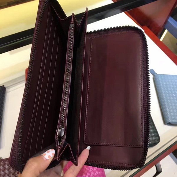Bottega Veneta [미러급] 보테가베네타 지퍼장지갑 13180 와인 (송아지가죽)