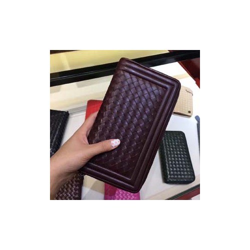Bottega Veneta [미러급] 보테가베네타 지퍼장지갑 13180 와인 (송아지가죽)