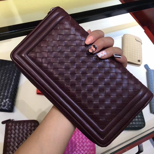Bottega Veneta [미러급] 보테가베네타 지퍼장지갑 13180 와인 (송아지가죽)