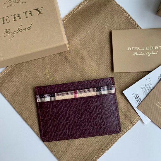 버버리 2020 남여공용 레더 카드 퍼스 BURW0103.Size(10CM).와인