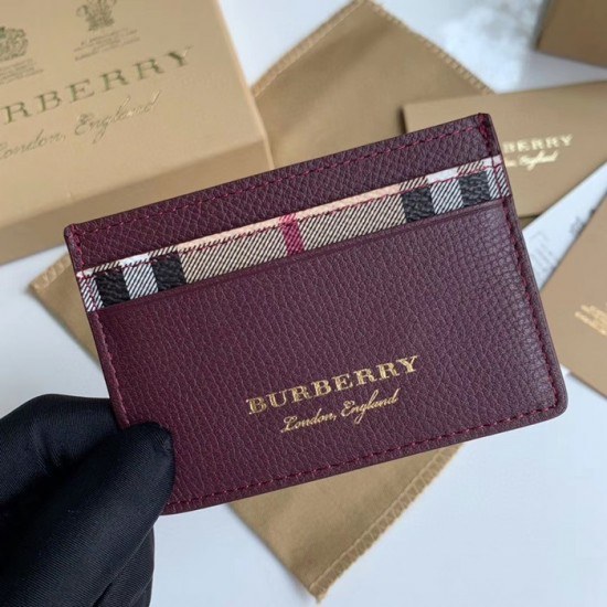 버버리 2020 남여공용 레더 카드 퍼스 BURW0103.Size(10CM).와인