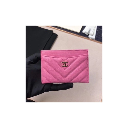 (미러급) 샤넬 캐비어 쉐브론 카드지갑 핫핑크 117