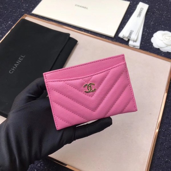 (미러급) 샤넬 캐비어 쉐브론 카드지갑 핫핑크 117