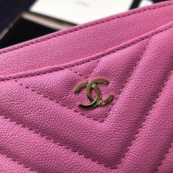 (미러급) 샤넬 캐비어 쉐브론 카드지갑 핫핑크 117