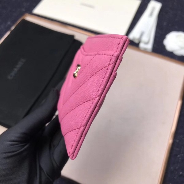 (미러급) 샤넬 캐비어 쉐브론 카드지갑 핫핑크 117