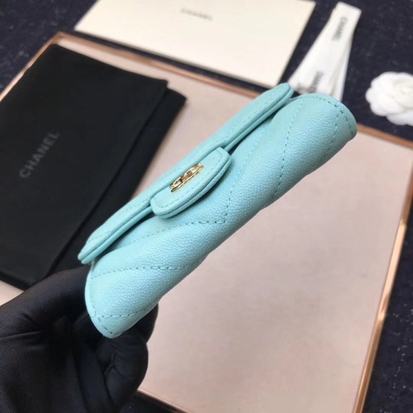 (미러급) 샤넬 캐비어 플랩카드지갑 스카이블루