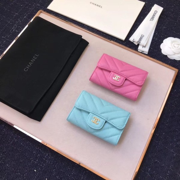 (미러급) 샤넬 캐비어 플랩카드지갑 스카이블루
