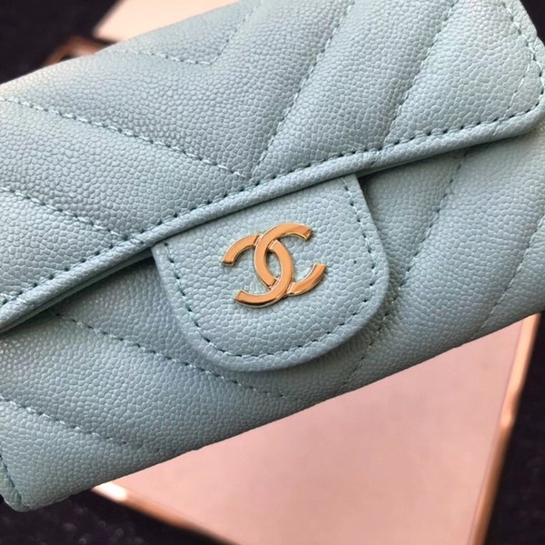 (미러급) 샤넬 캐비어 플랩카드지갑 스카이블루