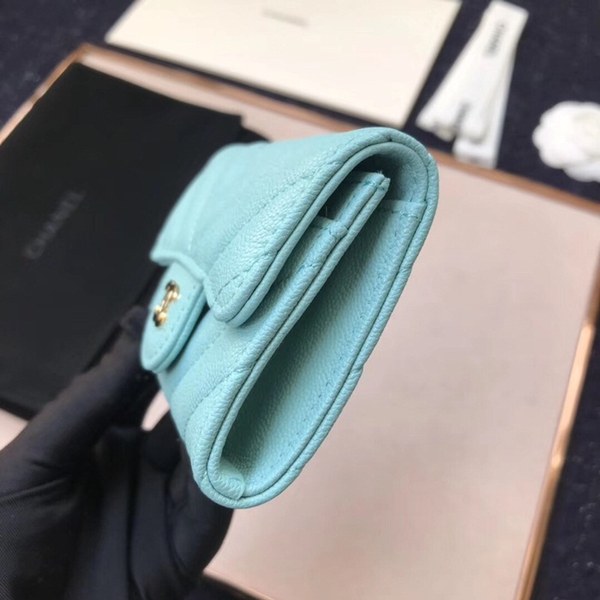 (미러급) 샤넬 캐비어 플랩카드지갑 스카이블루