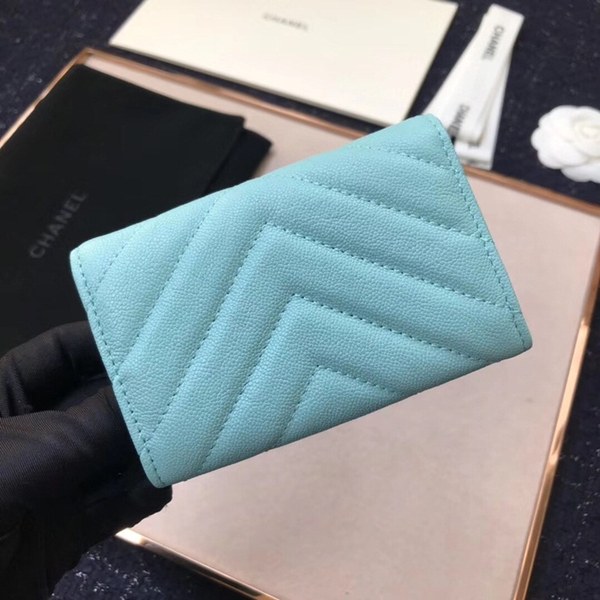(미러급) 샤넬 캐비어 플랩카드지갑 스카이블루