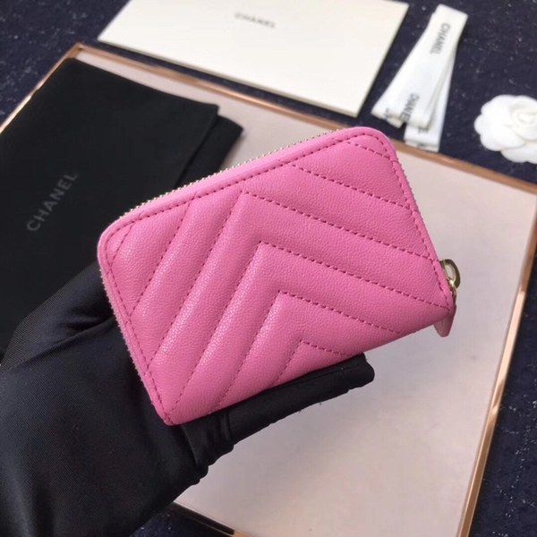 (미러급) 샤넬 캐비어 쉐브론 카드지갑 핫핑크