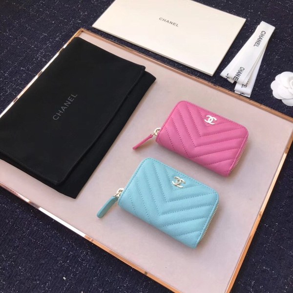 (미러급) 샤넬 캐비어 쉐브론 카드지갑 핫핑크