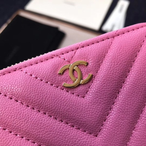 (미러급) 샤넬 캐비어 쉐브론 카드지갑 핫핑크