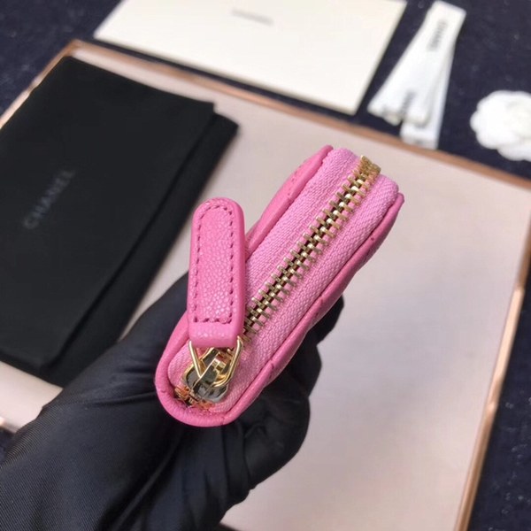 (미러급) 샤넬 캐비어 쉐브론 카드지갑 핫핑크