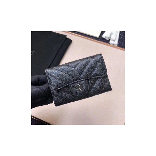 (미러급) 샤넬 캐비어 플랩카드지갑 블랙
