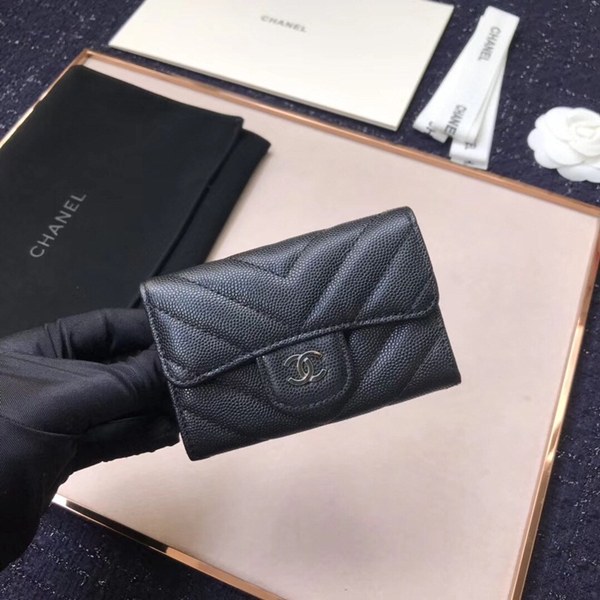 (미러급) 샤넬 캐비어 플랩카드지갑 블랙
