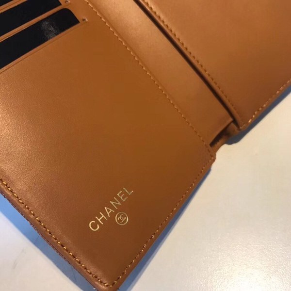 샤넬 중지갑 캐비어 브라운 금장