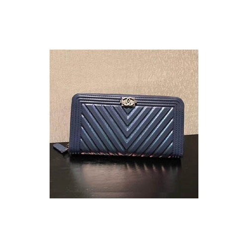 샤넬 보이 장지갑 블루