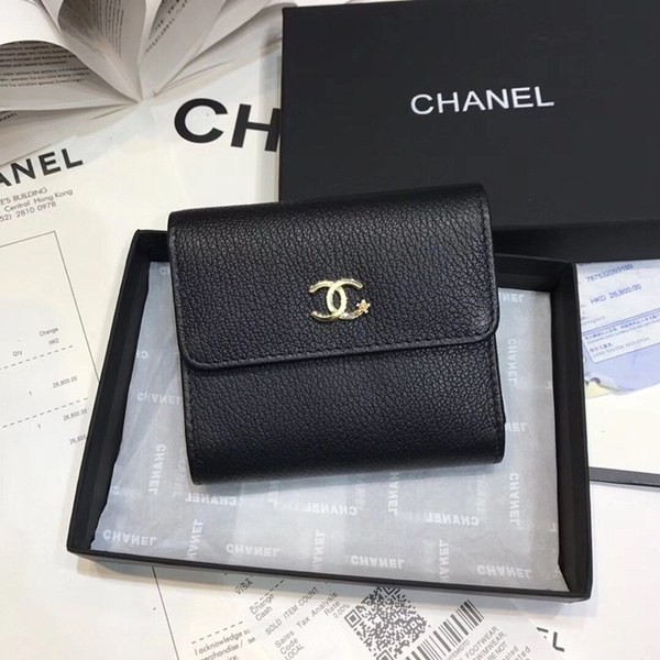 샤넬 소가죽 반지갑 80020 블랙