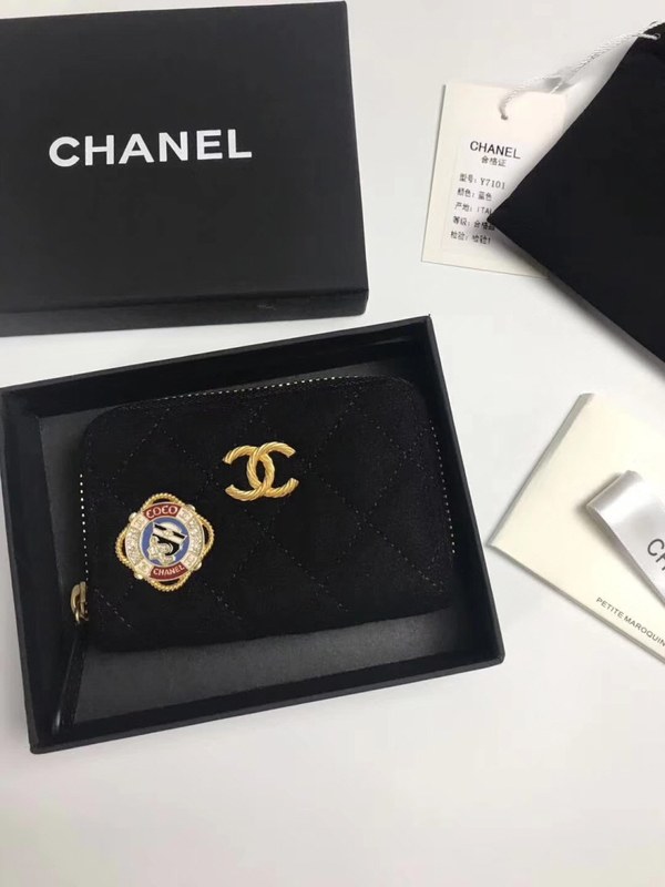 Chanel 2020 여성용 빈티지 참장식 지퍼 카드지갑